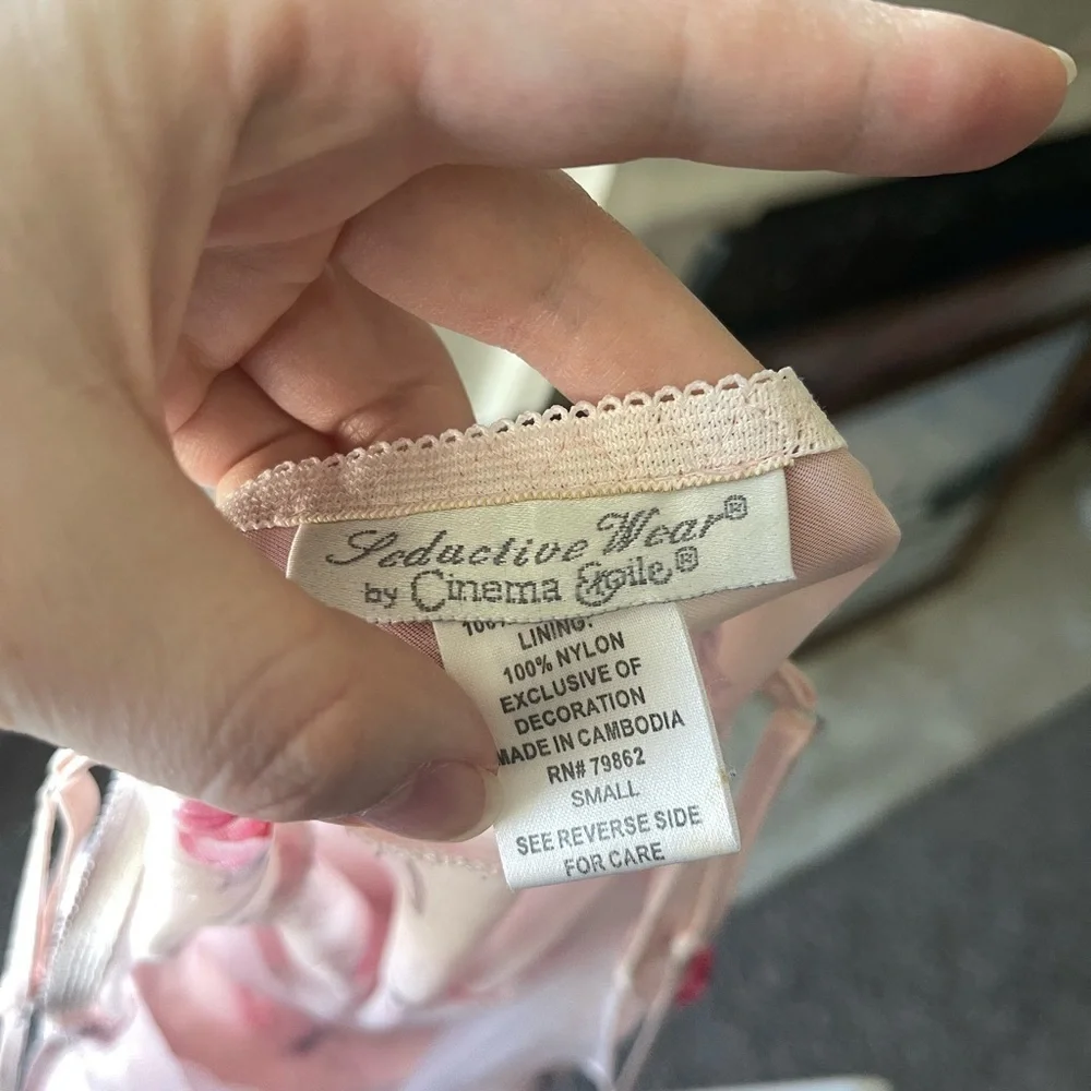 Vintage Heart Pink‎ Dress Slip Lingerie Valentines Day Romantic Coquet